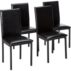 Roundhill Furniture Noyes pusdienu krēsls mākslīgās ādas metāla rāmis moderns melns
