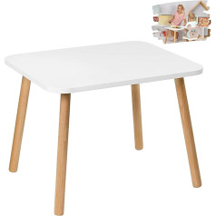 Playpals Furniture Bērnu galds, bērnu galds, balts, koka galds bērnu istabai, 50 x 70 x 46 cm, dāvana 3, 4, 5, 6, 7 gadus veciem bērniem, pašmontāžas mēbeles - galds bērnu istabai