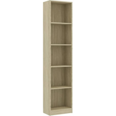 Vidaxl Grāmatu plaukts, 5 nodalījumi, Augstāks plaukts, Dokumentu plaukts, Sienas plaukts, Telpu dalītājs, Biroja plaukts, Universāls plaukts, Sonoma ozols, 40 x 24 x 175 cm, Koka materiāls