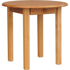K Koma Apaļš priedes galds ar atvilktni, ēdamgalds, virtuves galds, 90 cm, restorāns (alksnis)