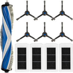 Chain Peak (11 gabalu iepakojums) X5 Omni rezerves daļas, kas saderīgas ar ECOVACS DEEBOT X5 Omni, X5 Pro Omni robotizēto putekļsūcēju piederumu komplektu, 1 birstes rullis, 4 HEPA filtri, 6 sānu birstes.