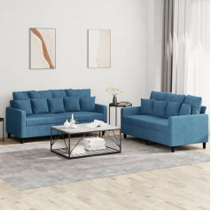Somanki 3201709 Divdaļīgs dīvānu komplekts ar spilvenu Blue Velvet, atpūtas dīvāns, Dīvāni un kušetes, Atpūtas dīvāns, Dīvāns viesistabai