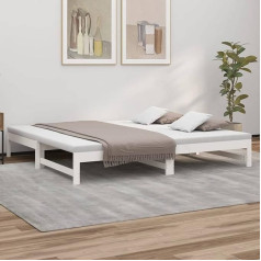 ZEYUAN 823405 Izvelkamā dienas gulta balta 2 x (90 x 200) cm priedes masīvkoka dīvānu gulta Dīvāna gulta Dīvānu gulta Dīvānu gulta Dīvānu gulta Jauniešu gulta Jauniešu gultas rāmis Gulta gulta Dīvāns