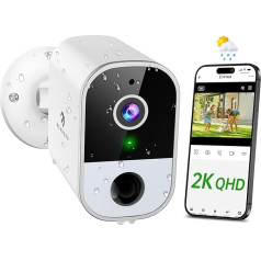 Menborn Āra novērošanas kamera, akumulatora, 2K/4MP atjaunināta bezvadu kamera, 2,4 GHz ārējā kamera ar divvirzienu audio, IR nakts redzamības, PIR kustības noteikšana, saderīga ar Alexa, IP65