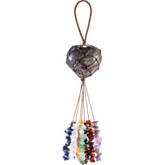 Nupuyai Dragon Blood Jasper Heart Stone Hanging Ornament, 7 čakru dziedināšanas kristāli Tumbled Stones Crystal Tassels automašīnas un mājas dekori, Reiki jogas meditācija