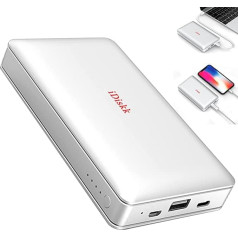 iDiskk 2TB (2000GB) ārējais iPhone cietais disks iPhone/iPad ar 10000mAh barošanas bloku, 2 in 1 MFi sertificēts cietais disks iPhone Lightning USB foto zibatmiņas zibatmiņā iOS Type-C/Android tālruņiem Mac un datoriem