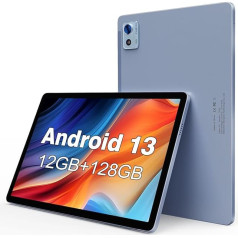 FancyFish Android 13 planšetdators ar 10,1 collu, Octa-Core 2,0 GHz CPU, 1920 × 1200 FHD displejs, 12(6+6) GB RAM + 128 GB ROM (TF Extend 1TB), 5G WiFi, Bluetooth 5.0, 6000 mAh, 13+5MP kamera