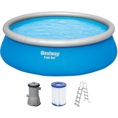 Bestway Fast Set virszemes baseina komplekts ar filtra sūkni, diametrs 457 x 122 cm, zils, apaļš