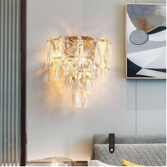 Sxtiger Modern Crystal Wall Light, E14 zelta kristāla sienas lampa iekštelpām, viesistabai, guļamistabai, virtuvei, gaitenim, kāpnēm, viesnīcai, restorāna apgaismojumam (Zelta-2)