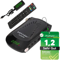 ZEHNDER HX 2600 Mini digitālais satelīta uztvērējs ar ierakstīšanas funkciju, ar HD izšķirtspēju, satelīttelevīzijas uztvērējs, ar HDMI un tālvadības pulti, ar iespēju mācīties