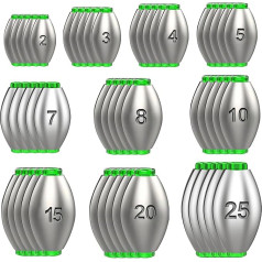 ATSGJLLZN Pack of 50 Dropshot Lead Set, Lead Fishing, Makšķerēšanas svina komplekts ar silikona aizbāžņiem, Makšķerēšanas piederumi, Makšķerēšanas atsvari āra sporta zvejai (2/3/4/5/5/7/8/10/15/20/25g, 10 izmēri)
