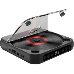 Fesjoy CD atskaņotājs, pārnēsājams BT mūzikas atskaņotājs, CD atskaņotājs ar putekļu necaurlaidīgu vāku, 6 režīmi, AB atkārtojuma taimeris, tālvadības pults, ārējā atskaņošanas funkcija, mājas galddatora CD atskaņotājs