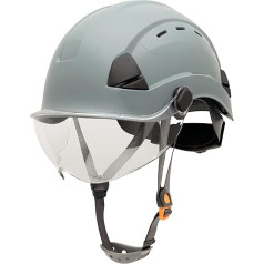 Honeywell FSH11009E Fibermetal aizsargķivere ar vizieri, aizsargķivere celtniecībai, ventilācijas zoda siksna ar 4 punktu sprādzi, 6 punktu sprūdrata atspere, izturīga pret ekstrēmām temperatūrām, pelēka krāsā