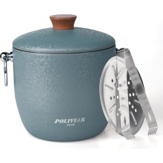POLIVIAR Eiskübel mit Deckel und Eiszange, 2,5 l, Edelstahl, einfacher Tragegriff und doppelwandige Isolierung, Bar-Eiskübel, perfekt für Zuhause, Bars, Pubs, Grillabende und Picknicks, Blau