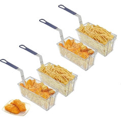 Fritteusenkorb, Ersatzkorb, kommerzieller Fritteusenkorb, 33 x 15,2 x 15,2 cm, industrieller rutschfester Griff, strapazierfähig, vernickelte Eisenkonstruktion, Restaurant, Küche, Braten, 4 Stück