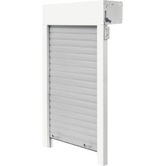 Schellenberg 20097 Pilns komplekts PVC ruļļu slēģi 80 x 100 cm, balti/pelēki, saīsināmi gan augstumā, gan platumā, ar iebūvētu EPS izolāciju un plašu piederumu klāstu.