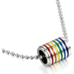 JewelryWe Juvelierizstrādājumi Nerūsējošā tērauda varavīksnes LGBT geju LGBT geju Lebian Pride piekariņš ar ķēdi Kaklarota Unisex vīriešiem Sievietēm Sudrabs