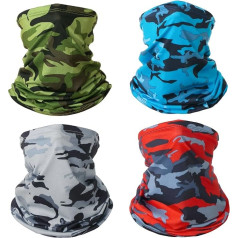 KEYRI Pack of 4 Multifunctional Scarf Tube Scarf Loop Scarf Windproof Winter Loop Scarf Vīrieši Sievietes kakla siltāks elastīga ātri žāvēšanas slēpošanas maska Warmer āra slēpošanai motociklu riteņbraukšana