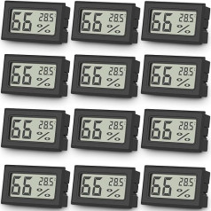 12 Vaikby digitālo iekštelpu termometru higrometru komplekts, LCD iekštelpu higrometrs, temperatūras mitruma mērītājs, mitruma mērītājs mājas birojam, siltumnīcai