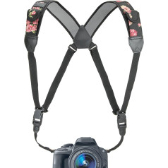 USA Gear DSLR kameras siksna krūšu siksna ar ātru atbrīvošanu, neoprēna ziedu rakstu un piederumu kabatām - saderīga ar Canon, Nikon, Sony un citām bezspoguļa kamerām, ziedi