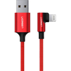 Stūra kabelis iPhone Lightning - USB-A MFi 2.4A 1m - sarkans