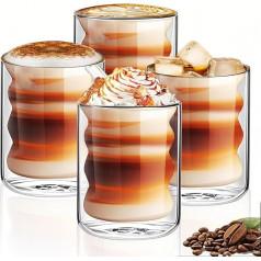 4 dubultsienu stikla kafijas tasīšu un krūzīšu komplekts 200 ml izolētas Latte glāzes Cappuccino Latte Macchiato glāzes Karstumizturīgas divslāņu stikla kafijas tasītes caurspīdīgas