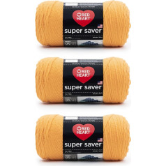Red Heart Super Saver Saffron dzija - 3 iepakojumi pa 198g - Akrils - 4 vidēji (ķemmdziņš) - 360 jardi - Adīšana / tamborēšana