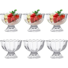 ICEBLUEOR Stiklenes garneļu kokteiļiem, 6 glāžu komplekts, 120 ml, garneļu kokteiļu trauki, stikla deserta bļodas, saldējuma trauki, saldējuma saldējumu trauki, trauciņi, trauciņi pudiņam, saldējumam, salātiem, augļiem, servēšanas trauki