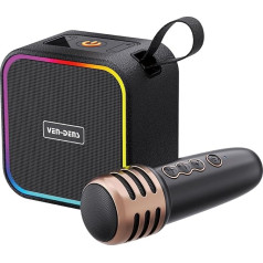 Karaoke mašīna bērniem un pieaugušajiem, pārnēsājams Bluetooth mini karaoke mikrofons, dziedošs skaļrunis ar 1 bezvadu mikrofonu un gaismu, rotaļlieta visiem viedtālruņiem, dzimšanas dienā, ģimenei