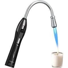 YZLighter Refillable Gas Lighter Jet Flame Lighter Long Rod Windproof Lighter Metal Flexible Candle Lighter for Candles, Fireplace, Barbecue, Oven, Kitchen, Camping (No Gas)