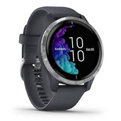 Garmin Venu ūdensizturīgs GPS fitnesa viedpulkstenis ar AMOLED displeju, treniņu plāni, 20 sporta lietotnes, pulsometrs, 5 dienas akumulatora darbības laiks, bezkontakta maksājumi, mūzikas atskaņotājs (atjaunots)