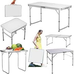 Yiyai Camping Table Saliekamais galds 120 x 60 cm Regulējams augstums 55/62/70 cm Viegls un kompakts saliekamais galds ar alumīnija rāmi Balkona galds festivālu tirgiem un kempingiem