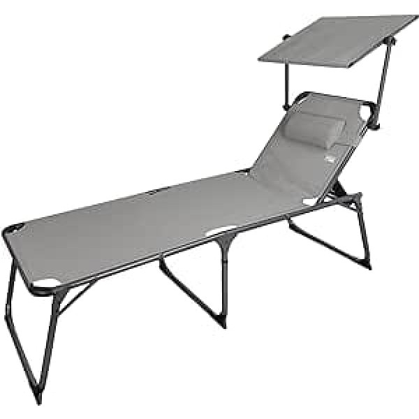 Aktive 62613 Saliekams zviļņs ar saulessargu 193 x 67 x 85 cm Camping Grey