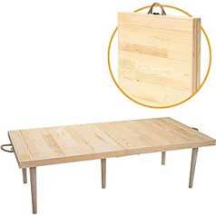 Industrial Living Rustiq Saliekamais kempinga galds - Saliekamais galds - Gultas galds - Bohēmijas piknika galds - Saliekamais galds - 55 x 110 x 35 cm - Priedes koks (dabisks)