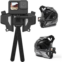 AuyKoo motociklu ķiveres zoda stiprinājums priekš GoPro, salokāms ķiveres stiprinājuma turētājs GoPro Hero 11 10 9 8 7 6 5 melns, Insta360, DJI Osmo un lielākā daļa darbības kameru, pelēks