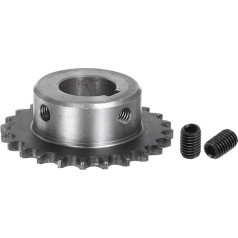 QUARKZMAN ISO/DIN 06B-1 Roller Sprocket B Type, 25 mm Bore, 3/8 Inch Pitch, A3 Steel Single Strand Roller Sprocket Hardened, 24 Teeth