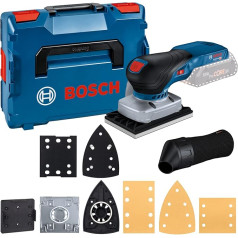 Bosch Professional 18 V sistēmas bezvada 18V akumulatora orbitālā slīpmašīna GSS 18V-13 (bezsuku motors, iekļauts putekļu maisiņš, 3 x slīpēšanas plāksne, 3 x slīpēšanas lapa, caurumu apstrādes instruments, L-BOXX komplektā)