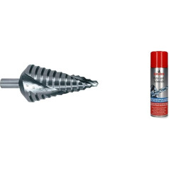 RUKO Step drill bit izmērs 2 HSS 2 griezējurbja diametrs 4,0-30,0 mm & Nigrin urbšanas un griešanas eļļa, 250 ml, augsta spiediena stabilitāte, bez silikona, redzami samazina nolietojumu