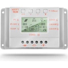 SolaMr 20A saules bateriju uzlādes kontrolieris 12V/24V ar automātisku sprieguma noteikšanu, saules paneļu inteliģentais kontrolieris ar LCD displeju - M20