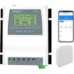 MOES Dual-Power Controller 80A 16kW Off-Grid Saules vēja sistēmas automātiskais slēdzis, modernizēta versija ATS DC 12V 24V 48V, 230V/AC, tālvadības pults, lietojumprogramma