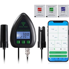 5 in 1 pH TDS SG Temp Sāļuma testeris Datu reģistrēšana Ūdens kvalitātes testeris akvārijam, akvakultūras dīķim utt. Inteliģentā attālinātā uzraudzība