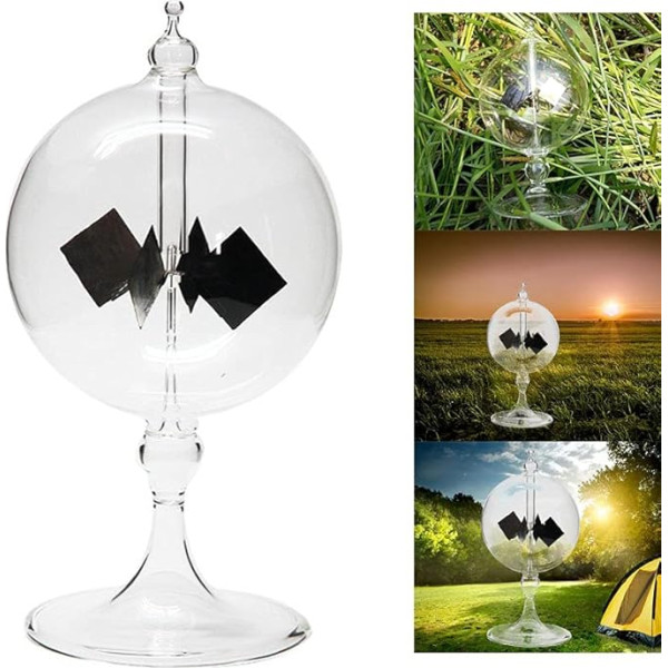 Handgefertigtes klares Solarenergie-Radiometer für Sonnenlicht, Energiefahnen, Heimbüro, Dekoration, Geschenk, Solarenergie, Krummer, Radiometer