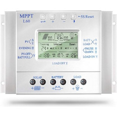 SolaMr 60A saules bateriju uzlādes kontrolieris 12V/24V ar automātisku sprieguma noteikšanu, saules paneļu inteliģences kontrolieris ar LCD displeju un USB portu - L60