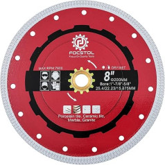 FOCSTOL dimanta griešanas disks - 200 mm flīžu griešanas disks porcelāna keramikas flīzēm marmors granīts kvarcs arbor 25,4 mm x 22,23 mm x 15,875 mm