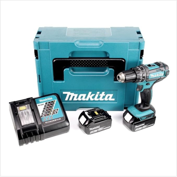 Makita DHP 482 RFJ - 18V Li-Ion akumulators Makpac korpusā + 2x BL 1830 3,0Ah akumulators + DC 18 RC lādētājs