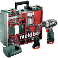 Metabo Akku-Bohrschrauber PowerMaxx BS Basic Set - 600080880 - 12 V - Mobile Werkstatt mit kompaktem Bohrschrauber und Zubehör - Inklusive Akku und Ladegerät