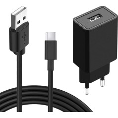 MEROM 5 V 2 barošanas avots USB C ar kontaktdakšu Saderīgs ar iPhone, Huawei, Samsung Galaxy, bērnu monitoru, JBL Charge-5, LG, Blackview, e-lasītāju, planšetdatoru bērniem, rotaļlietu, TV kastīti, drošības kameru Universal