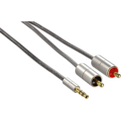 Hama 00080865 AluLine Connecting Cable, 3.5mm jack plug stereo - 2x RCA plug 2m