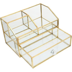 Beavorty Kastes atvilktne Double Storage Makeup organizators Storage Container Double Layer Glass