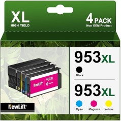 Newlift 953XL Printer Cartridges Compatible with HP 953 XL Multipack 953xl Printer Cartridges for HP Officejet Pro 7720 7740 8710 8715 8740 8720 8718 7730 8728 8719 8730 8725 8210 8210 8218 printer (4 Pack)